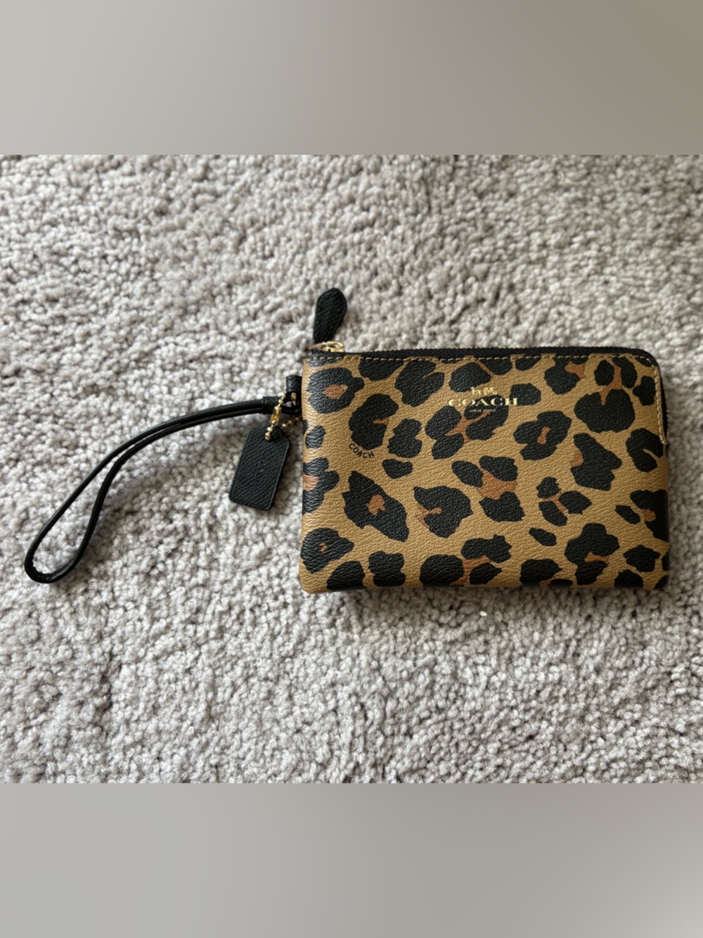 Coach Leopard Print Wristlet in Brown and Black